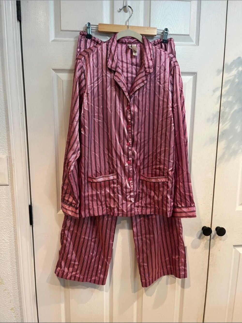 Ambrielle Rose-Pink Striped  Pajama Set